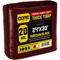 Core Tarps 24 ft x 30 ft Heavy Duty 20 Mil Tarp, Maroon, Polyethylene CT-707-24X30